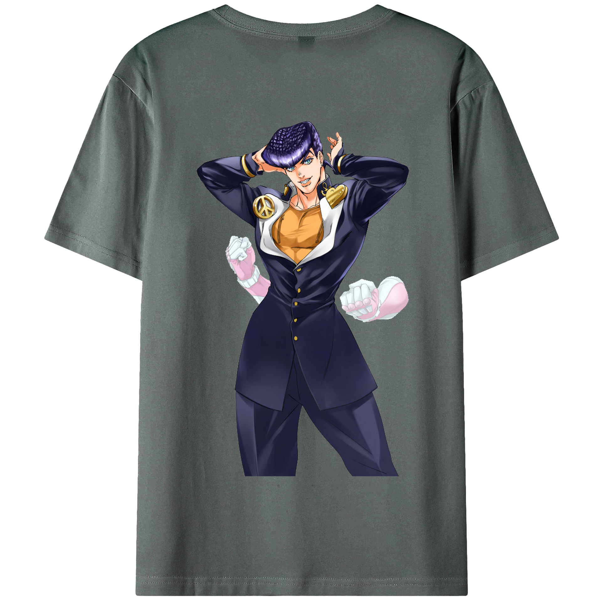 （画像用） ジョジョの奇妙な冒険 ひがしかた じょうすけ JoJo's Bizarre Adventure Higashikata Josuke 綿100％半袖Tシャツ（背面プリント）